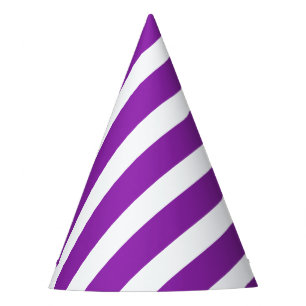 Classic Solid White and Purple Fun Striped Stylish Party Hat