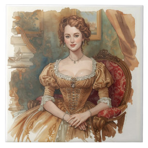 Classic,Sophisticated Aristocrat in Beautiful Gown Ceramic Tile