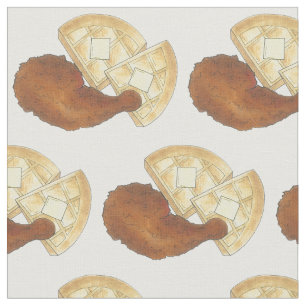 Classic Soul Food Fried Chicken and Waffles Diner Fabric