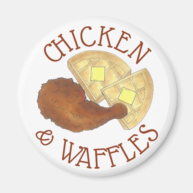 Classic Soul Food Fried Chicken and Waffles Diner Magnet (Front)