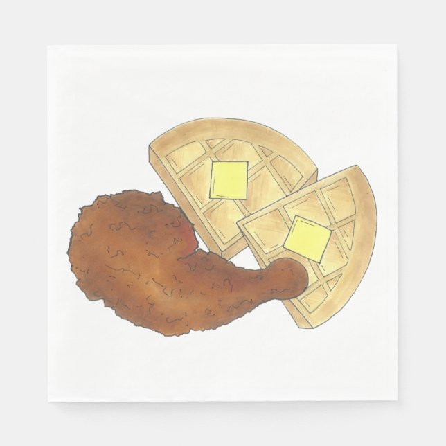 Classic Soul Food Fried Chicken and Waffles Diner Napkin (Front)