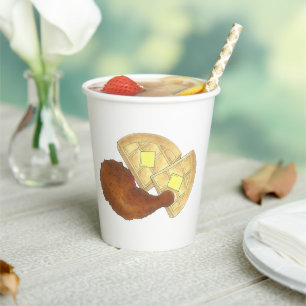 Classic Soul Food Fried Chicken and Waffles Dinner Paper Cups