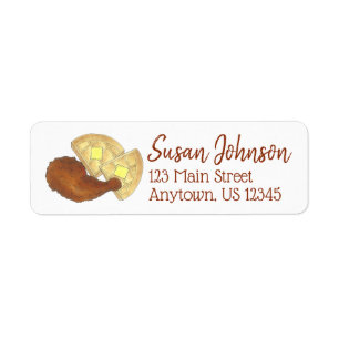 Classic Soul Food Fried Chicken Waffles Address Return Address Label