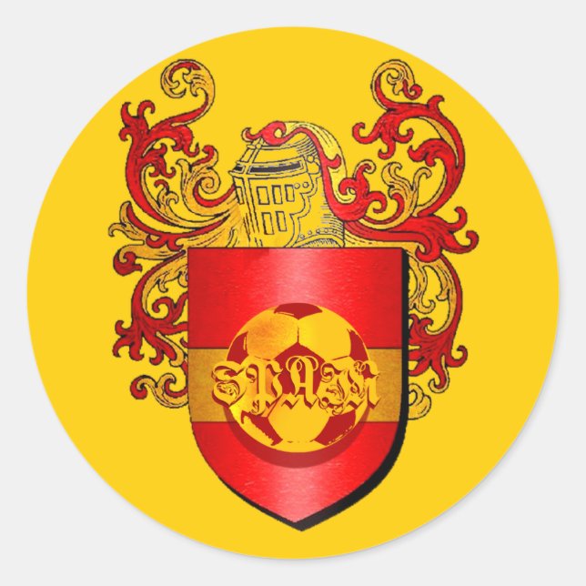 Classic Spanish Soccer Futbol coat of arms Round Sticker (Front)