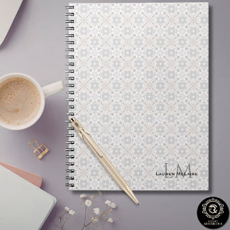 Classic Spanish Tile Monogram Business Style  Notebook