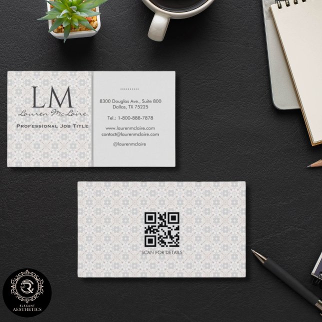 Classic Spanish Tile Monogram QR Business Branding Card (Classic Spanish Tile Monogram QR Business Branding Card)