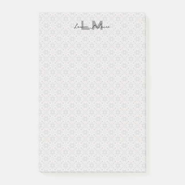 Classic Spanish Tile Monogram Stationery Post-it Notes (Front)