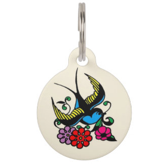 Classic Sparrow Tattoo Pet ID Tag