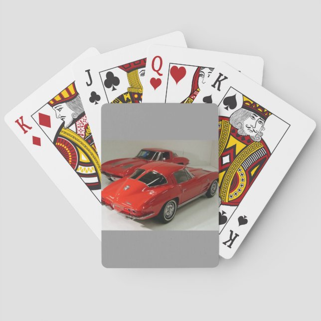 Classic Split Window Red Corvette Playing Cards (Back)