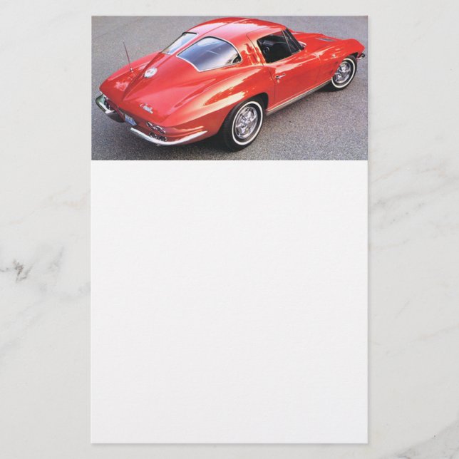 Classic Split Window Red Corvette Stationery (Front)