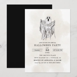 Classic Spooky Woods Sheet Ghost Halloween Invitation