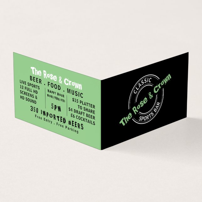 Classic Sports Bar Logo, Pub/Brewery, Detailed Business Card (Outside)