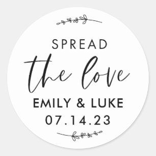 Classic Spread the Love Wedding Favour Round Sticker