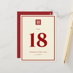 Classic Square Double Happiness Chinese Wedding Postcard