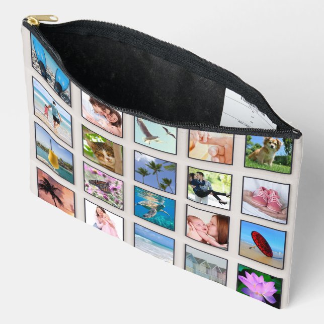Classic Square Frame Photo Collage Accessory Pouch (Open)