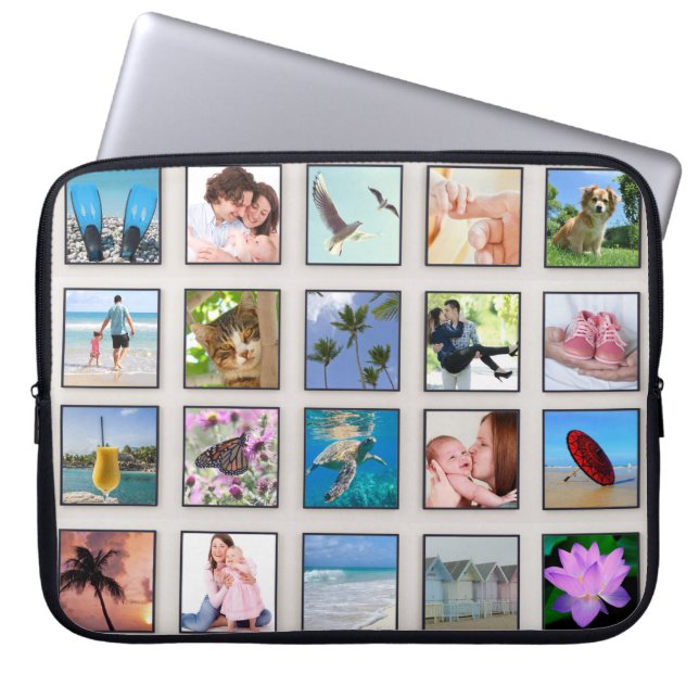 Classic Square Frame Photo Collage Laptop Sleeve (Front)