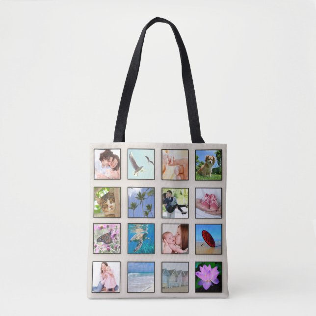 Classic Square Frame Photo Collage Tote Bag (Front)