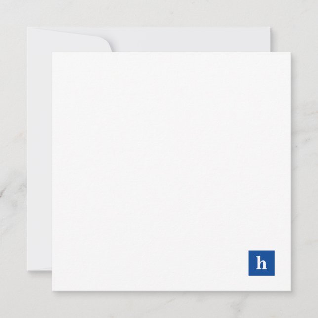 Classic Square Monogram Personalised Navy Blue Card (Front)