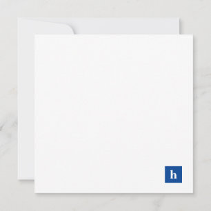 Classic Square Monogram Personalised Navy Blue Card