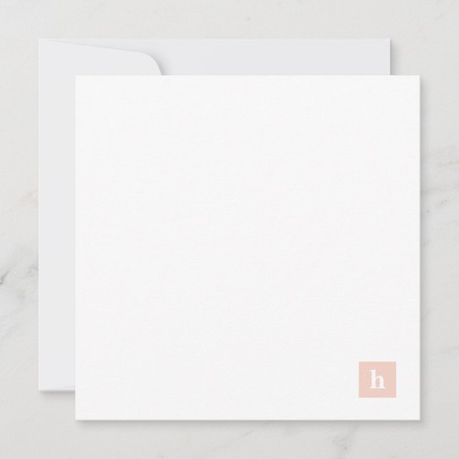 Classic Square Monogram Personalised Pastel Peach Card (Front)