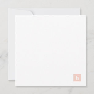 Classic Square Monogram Personalised Pastel Peach Card