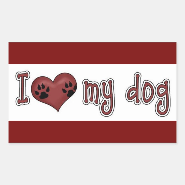 Classic Square Sticker/I Love my Dog Rectangular Sticker (Front)