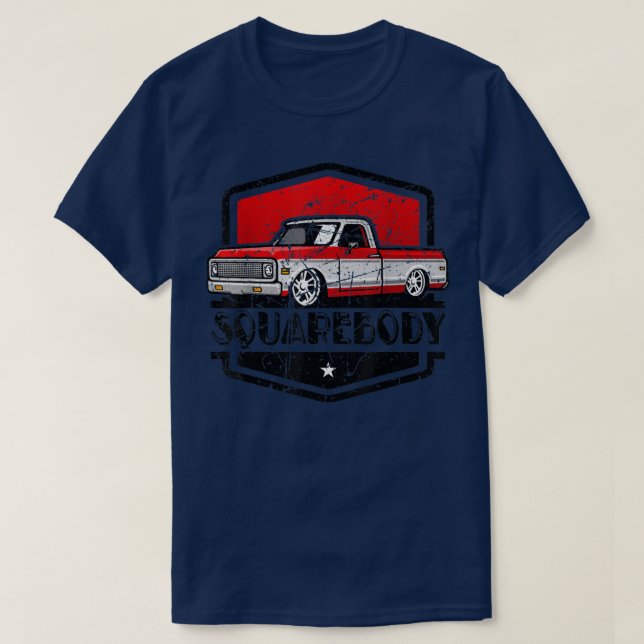 Classic Squarebody Pickup Truck Lowered Automobile T-Shirt (Design Front)