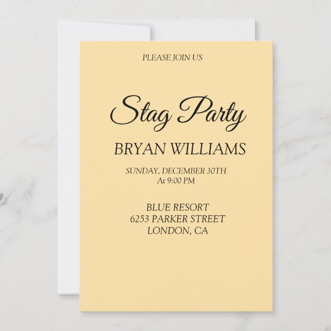 Classic Stag Party Invitation (Front)
