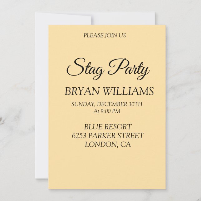 Classic Stag Party Invitation (Front)
