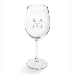 Classic Stamped Monogram 19 oz. White Wine Glass