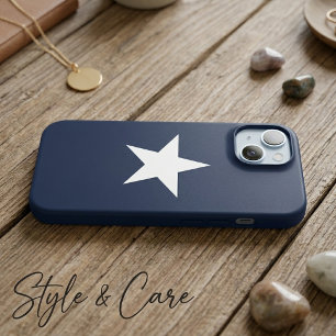 Classic Star Motif Navy Blue iPhone 15 Case