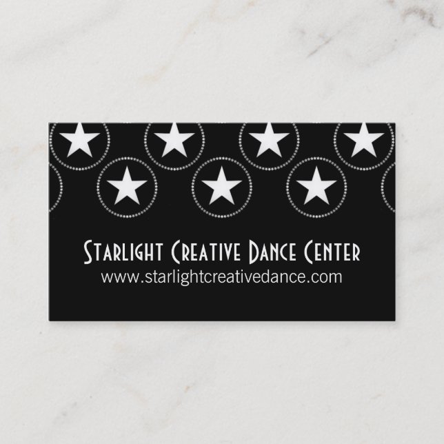 Classic Stars Business Card, Black and White Business Card (Front)