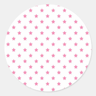 Classic Stars Fuchsia Pink - White Classic Round Sticker