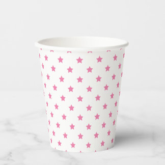 Classic Stars Fuchsia Pink - White Paper Cups