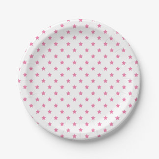 Classic Stars Fuchsia Pink - White Paper Plate