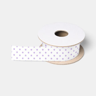 Classic Stars Soft Lavender - White Satin Ribbon