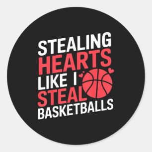 Classic Stealing Hearts Steal Basketballs Round Sticker