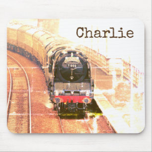 Classic steam loco, on the tracks, with your name. mouse pad