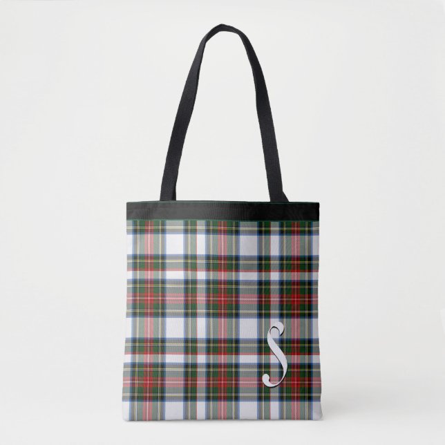 Classic Stewart Dress Plaid Monogrammed Tote Bag (Front)