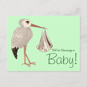Classic Stork (Neutral) 1 (Baby Shower) Invitation Postcard