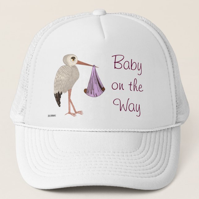 Classic Stork (Pink) 2 (Baby Shower) Trucker Hat (Front)