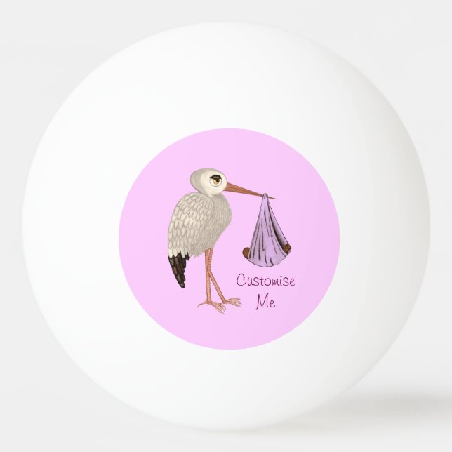 Classic Stork (Pink) 2 Ping Pong Ball (Front)