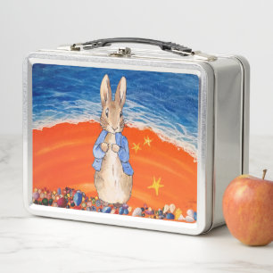 Classic Storybook Rabbit at the beach Metal Lunch Box