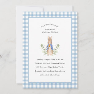 Classic Storybook Rabbit Blue Vintage Baby Shower Invitation