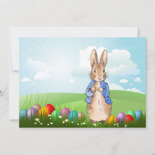 Classic Storybook Rabbit Easter eggs Holiday Card