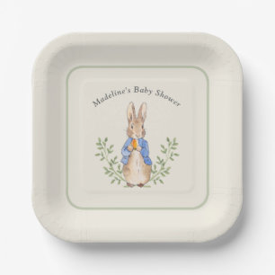Classic Storybook Rabbit Gingham Vintage Baby Paper Plate