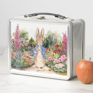 Classic Storybook Rabbit in his garden Metal Lunch Box