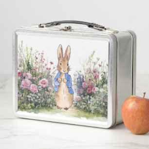 Classic Storybook Rabbit in his garden Metal Lunch Box