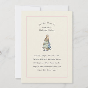 Classic Storybook Rabbit Pink Vintage Baby Shower Invitation