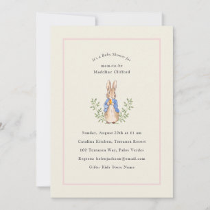 Classic Storybook Rabbit Pink Vintage Baby Shower Invitation
